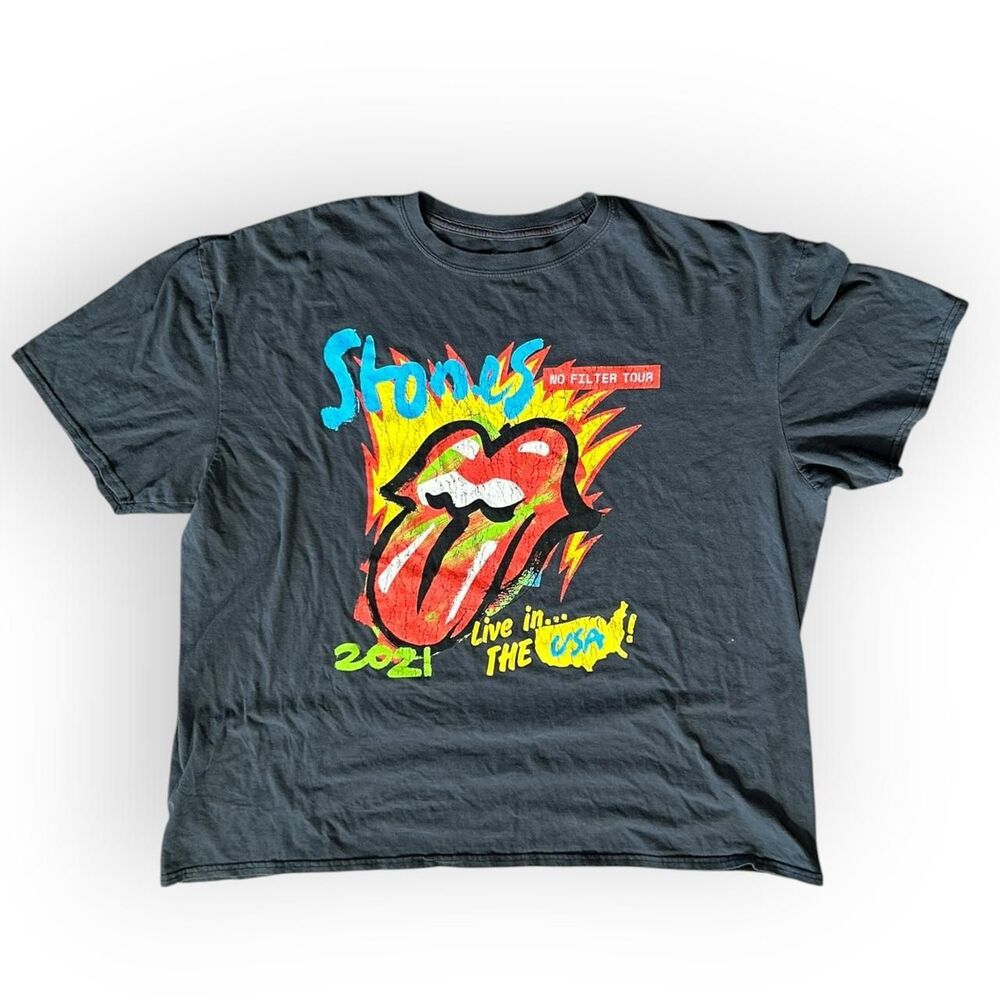 2021 The Rolling Stones No Filter Tour Black T-Shirt XXL Concert Merchandise
